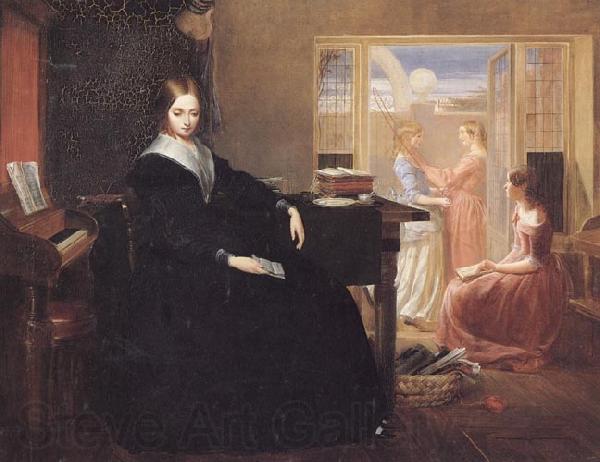 Richard Redgrave,RA The Governess:she Sees no Kind Domestic Visage Near France oil painting art
